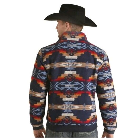 NWT Rock & Roll Men's Cotton Aztec Bomber Coat Sz M Southwestern Quilted Cowboy - Picture 7 of 11